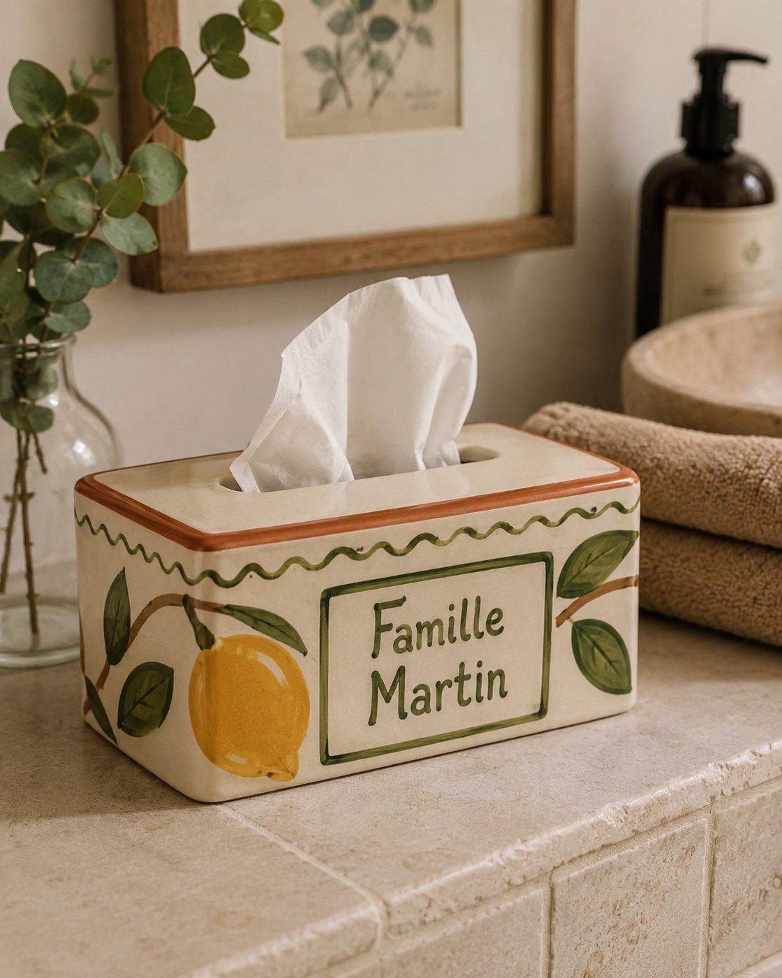Boîte à mouchoirs en céramique émaillée à la main, vue 4 sur 5