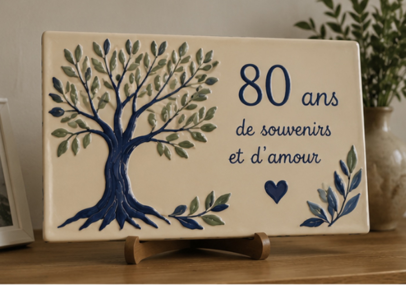 Cadeau pour 80 ans en céramique émaillée à la main, vue 2 sur 5