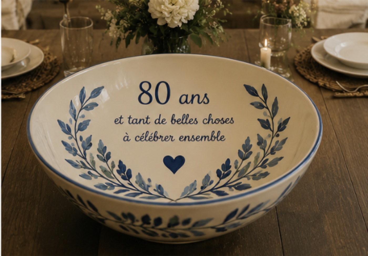 Cadeau pour 80 ans en céramique émaillée à la main, vue 3 sur 5