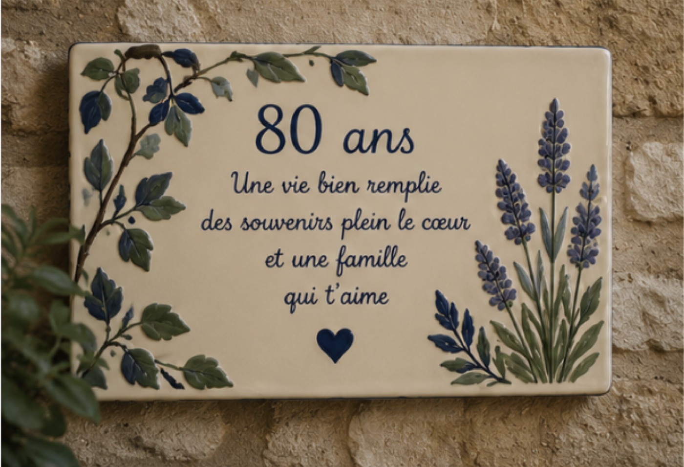 Cadeau pour 80 ans en céramique émaillée à la main, vue 4 sur 5