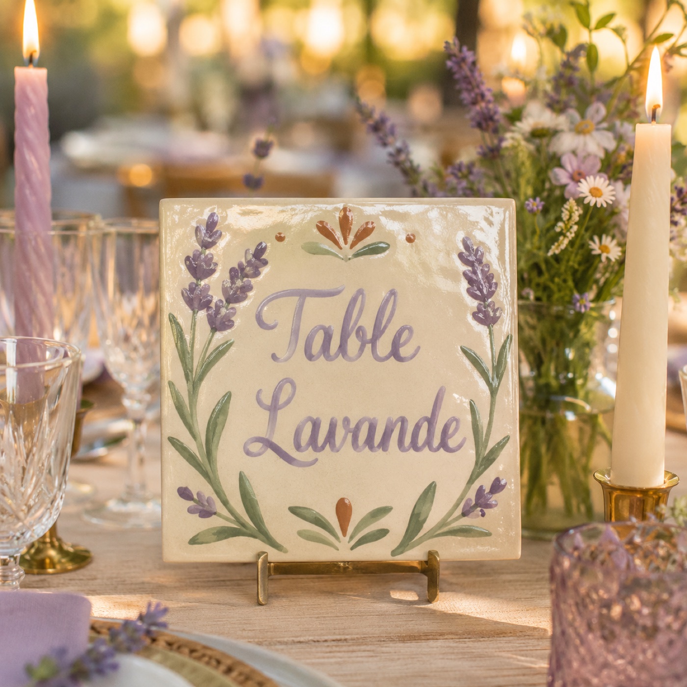 Noms de table de mariage en céramique en céramique émaillée à la main, vue 2 sur 7