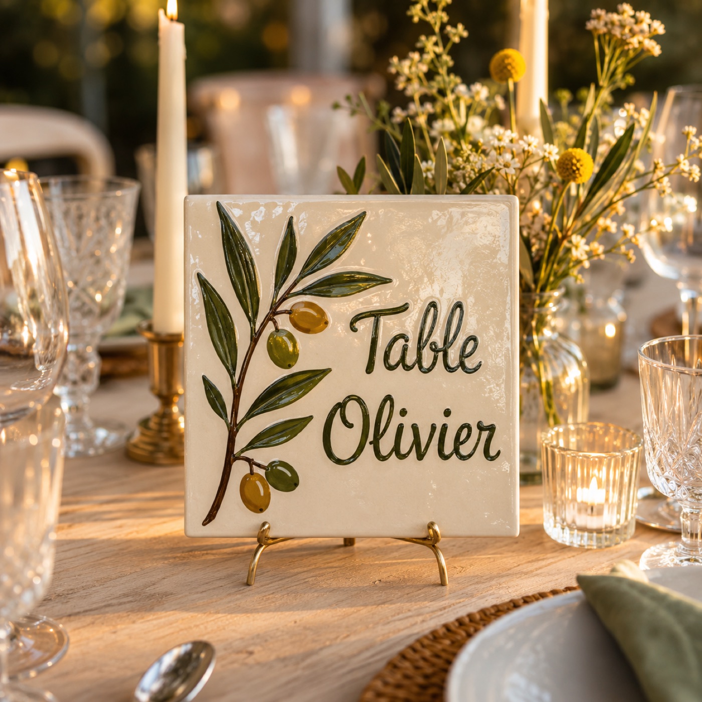 Noms de table de mariage en céramique en céramique émaillée à la main, vue 3 sur 7
