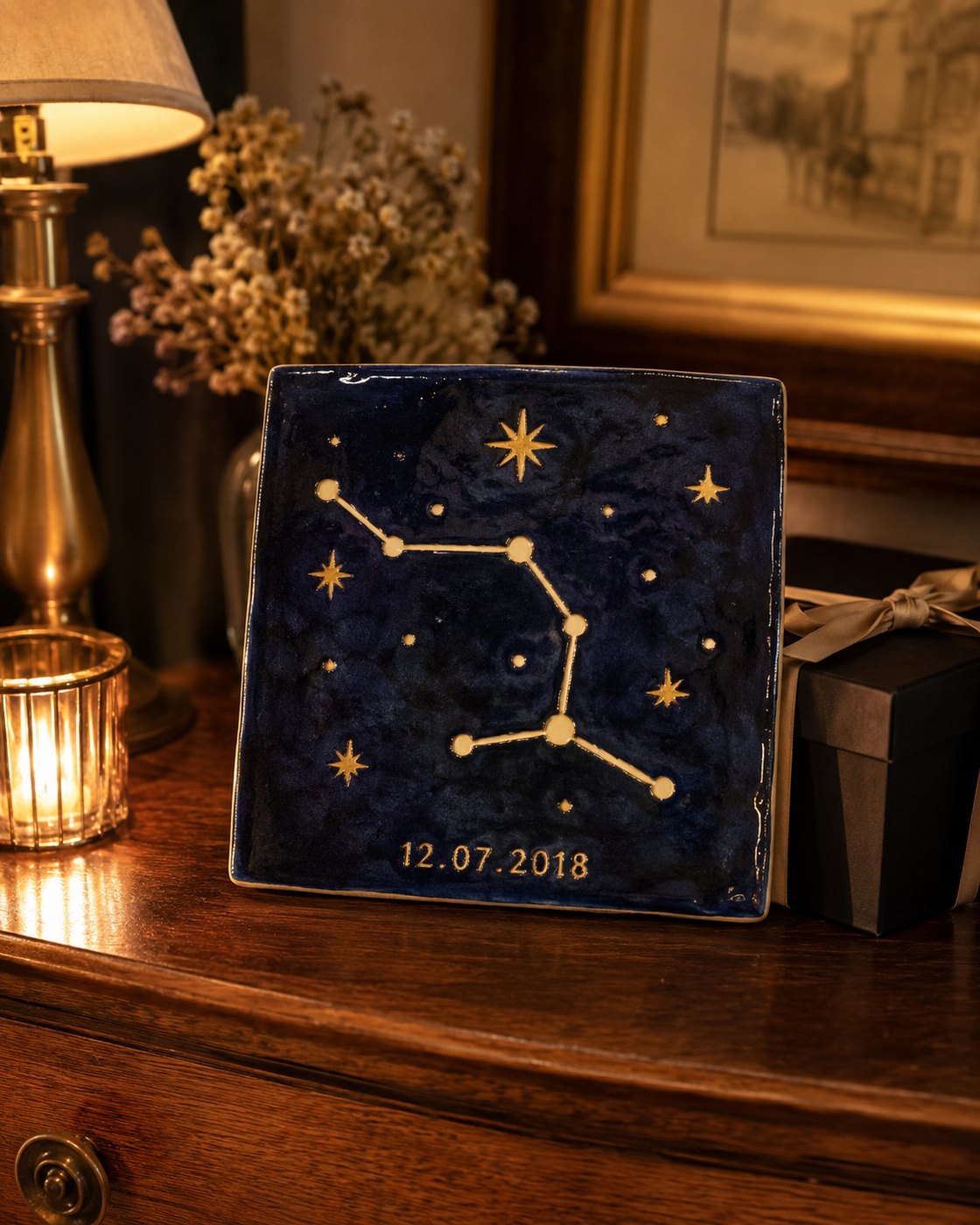 Carte du ciel personnalisée en céramique émaillée à la main