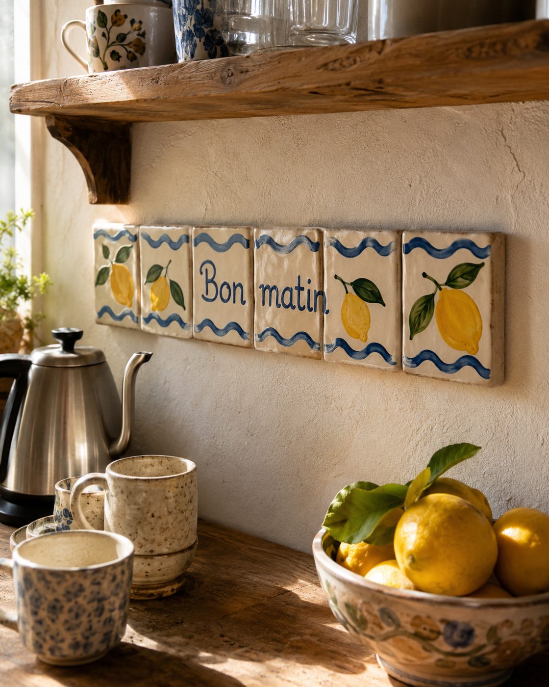 Crédence de cuisine en céramique émaillée à la main