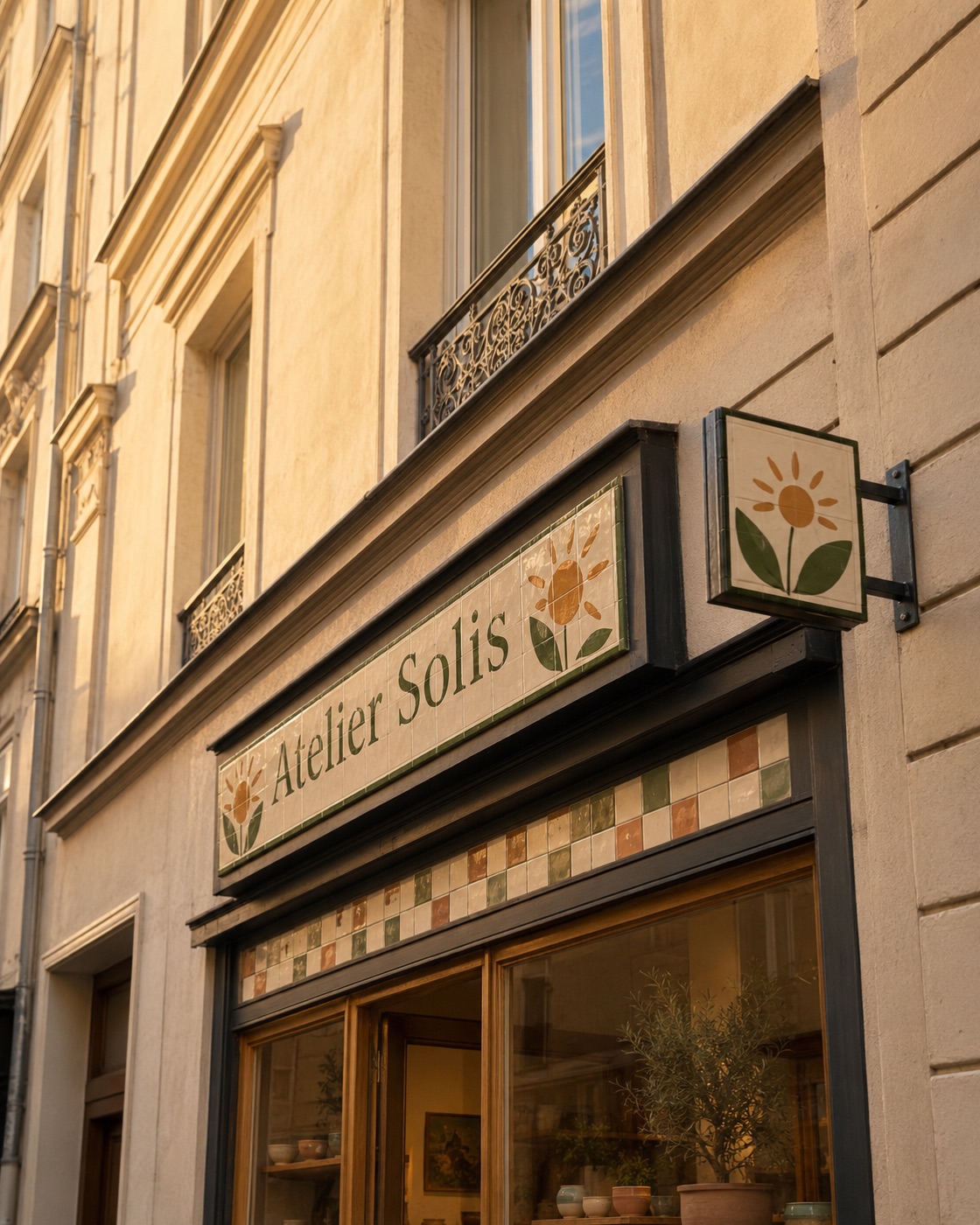 Enseigne de commerce et de restaurant en céramique émaillée à la main