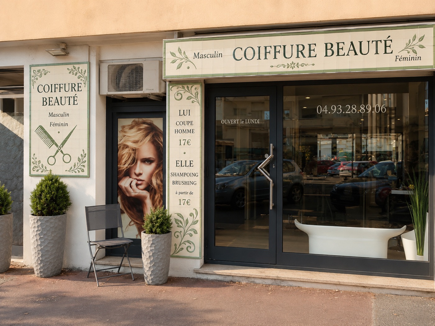 Enseigne de commerce et de restaurant en céramique émaillée à la main