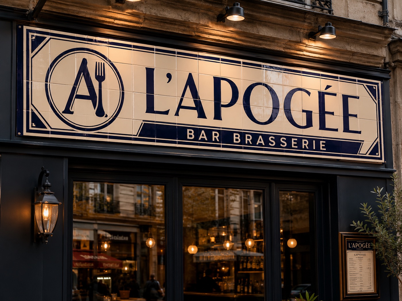 Enseigne de commerce et de restaurant en céramique émaillée à la main