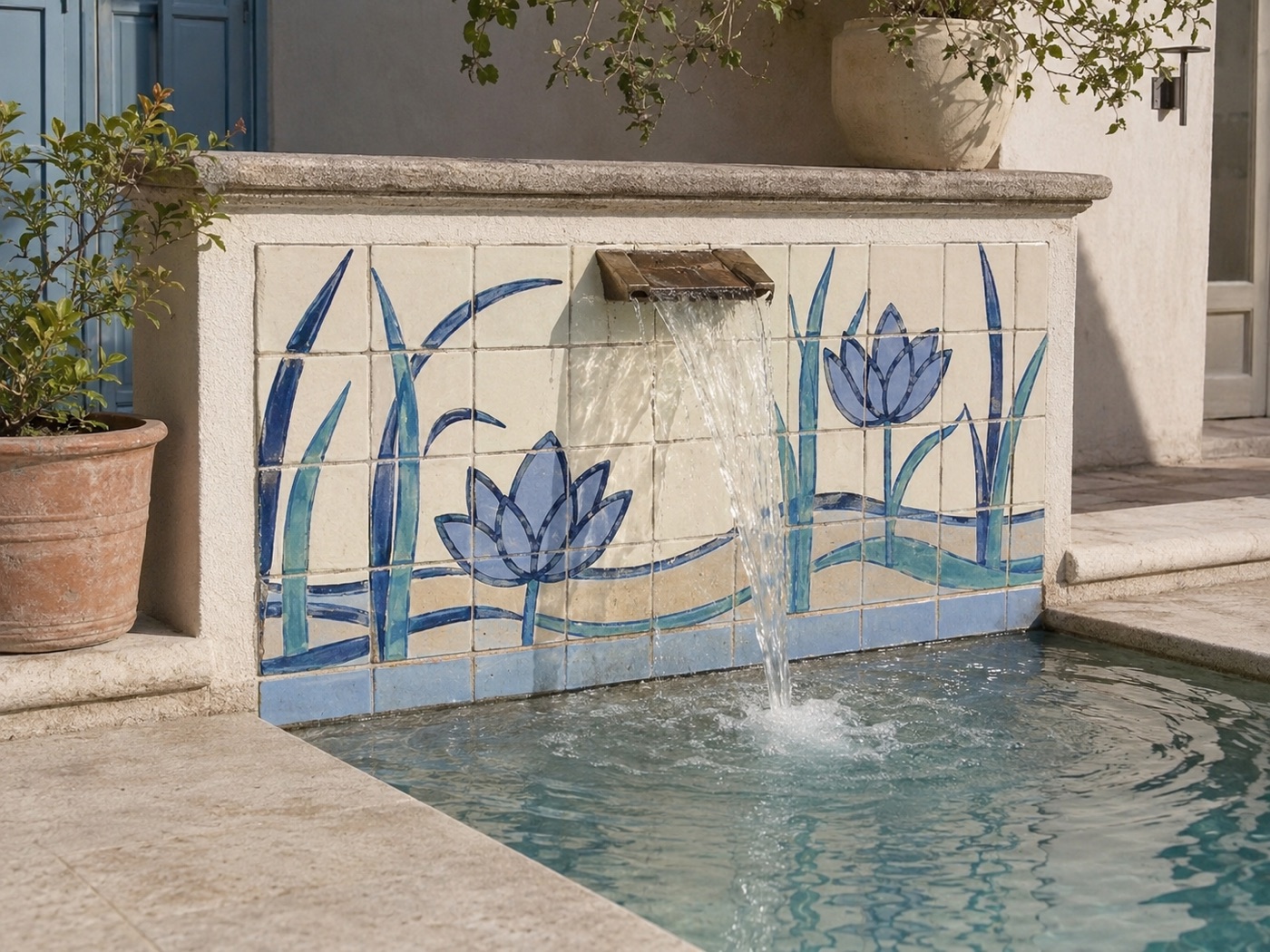 Décor de fontaine de jardin en céramique émaillée à la main, vue 4 sur 6