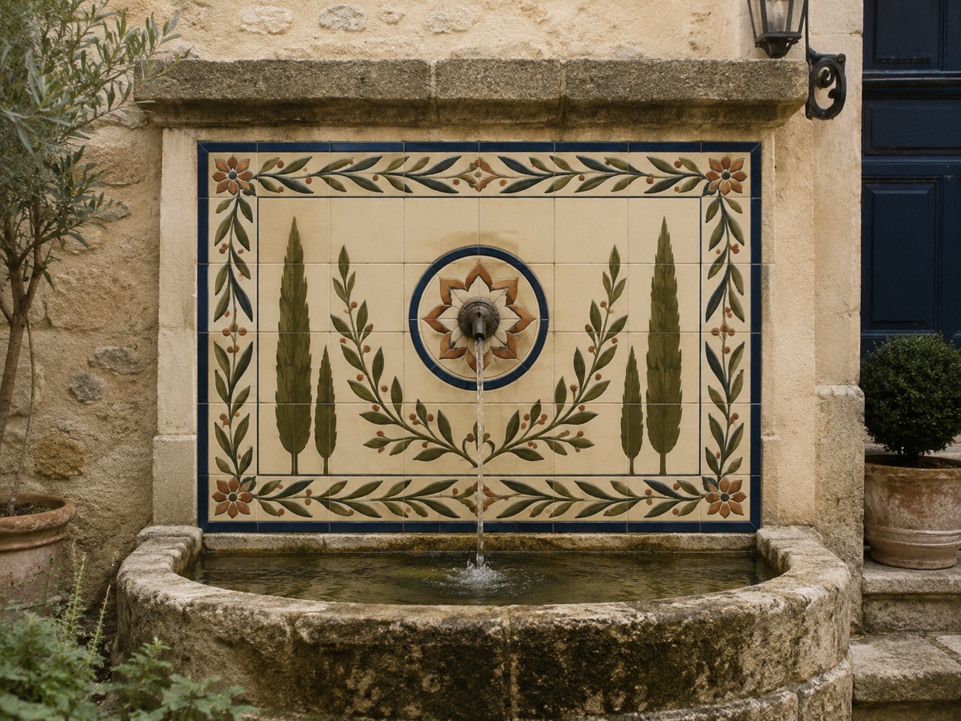 Décor de fontaine de jardin en céramique émaillée à la main, vue 5 sur 6