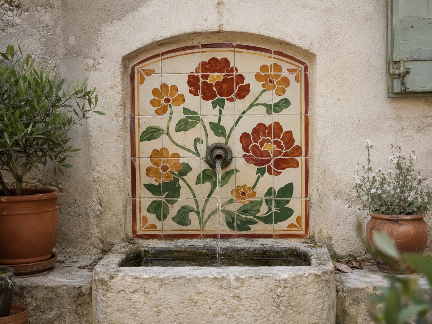 Décor de fontaine de jardin en céramique émaillée à la main, vue 6 sur 6