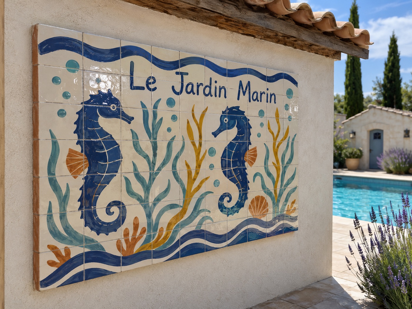 Décor mural de piscine en céramique émaillée à la main, vue 5 sur 5
