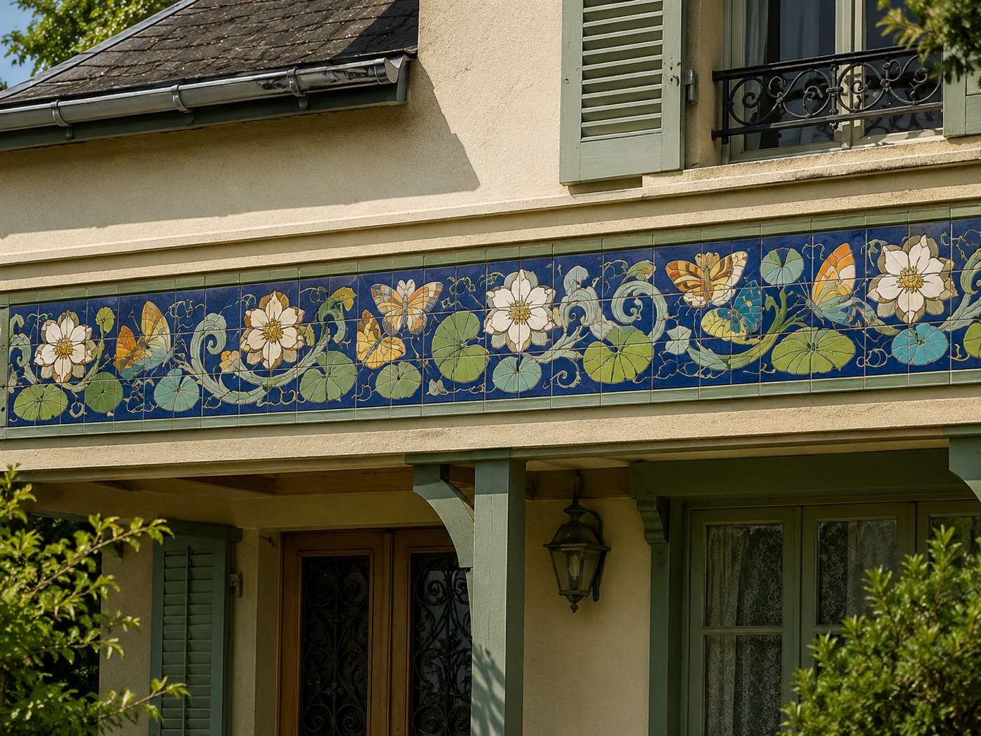 Frise de façade au mètre linéaire en céramique émaillée à la main