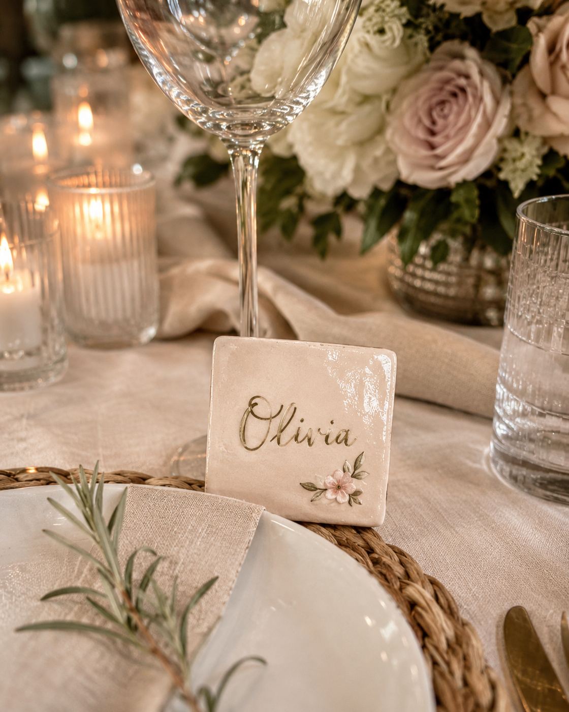 Marque-places de mariage en céramique émaillée à la main, vue 3 sur 11
