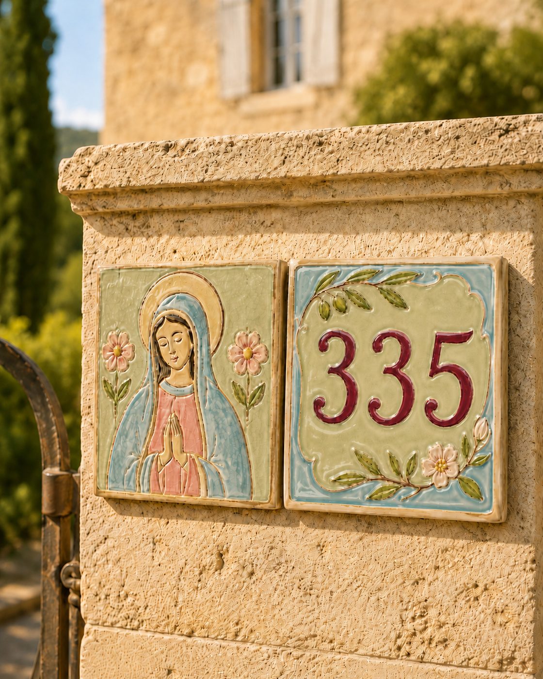 Numéro de maison en céramique émaillée à la main