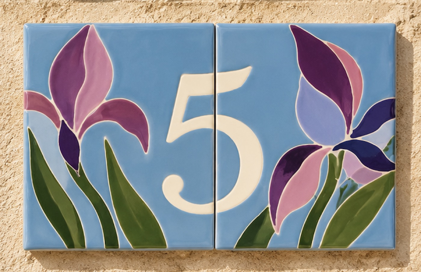 Numéro de maison en céramique émaillée à la main