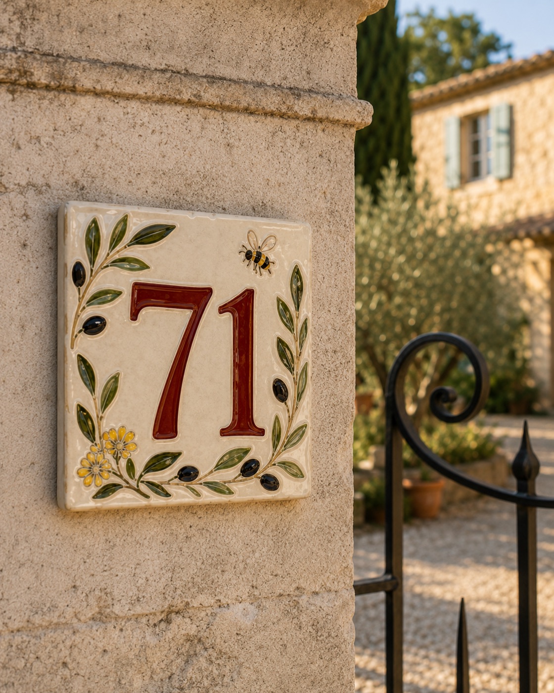 Numéro de maison en céramique émaillée à la main