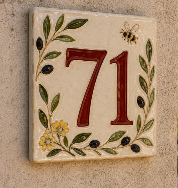 Numéro de maison en céramique peint à la main