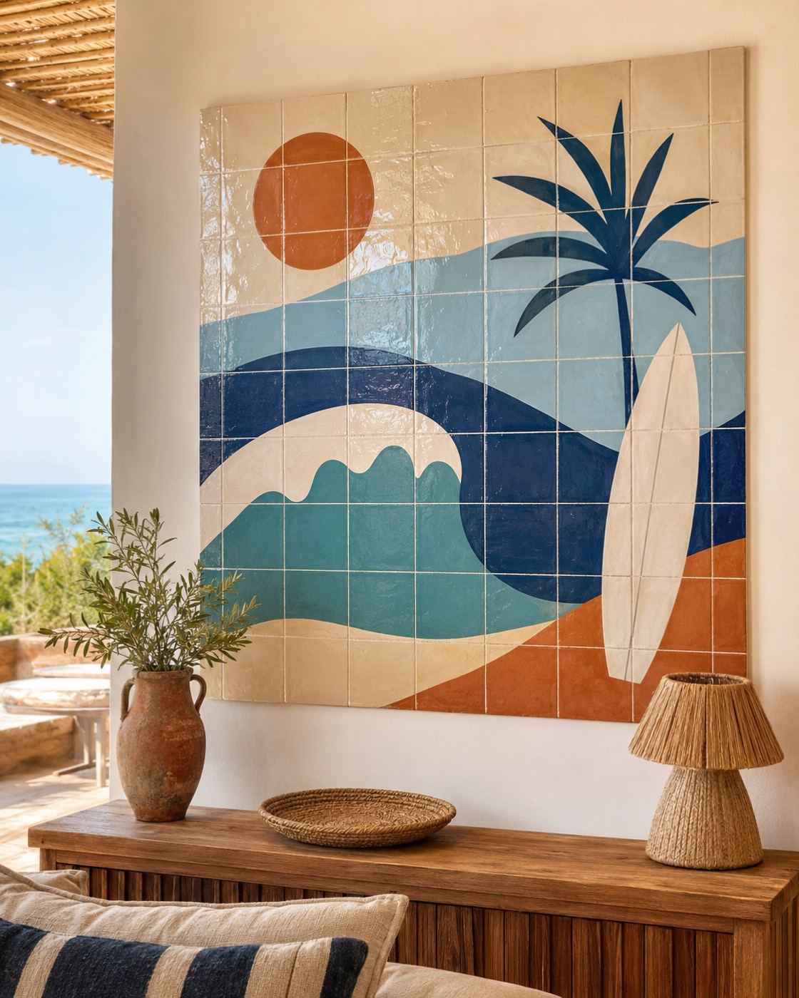 Panneau décoratif Airbnb en céramique émaillée à la main, vue 2 sur 3