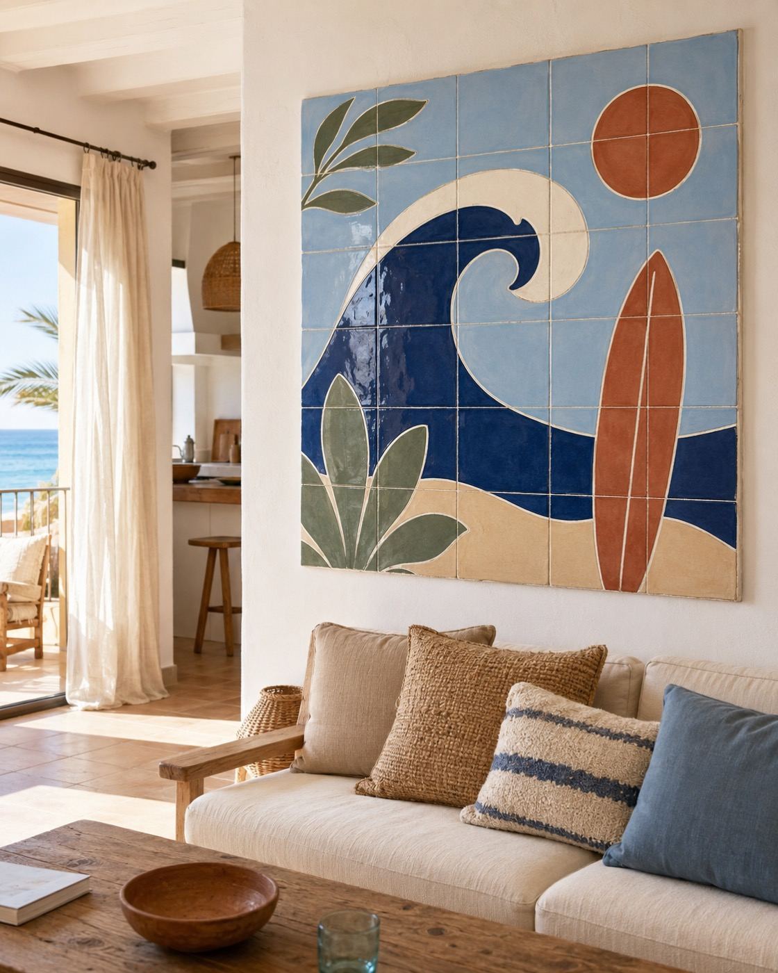 Panneau décoratif Airbnb en céramique émaillée à la main, vue 3 sur 3