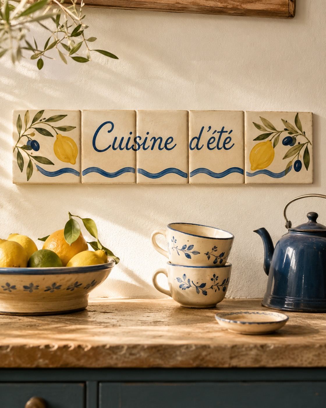 Petite frise de cuisine en céramique émaillée à la main, vue 4 sur 5