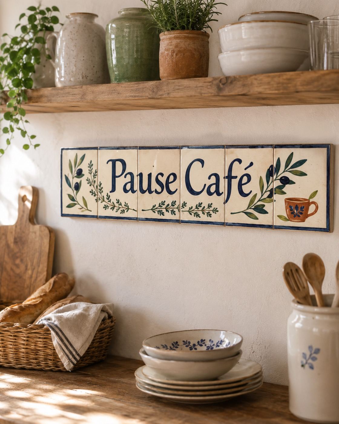 Petite frise de cuisine en céramique émaillée à la main, vue 5 sur 5