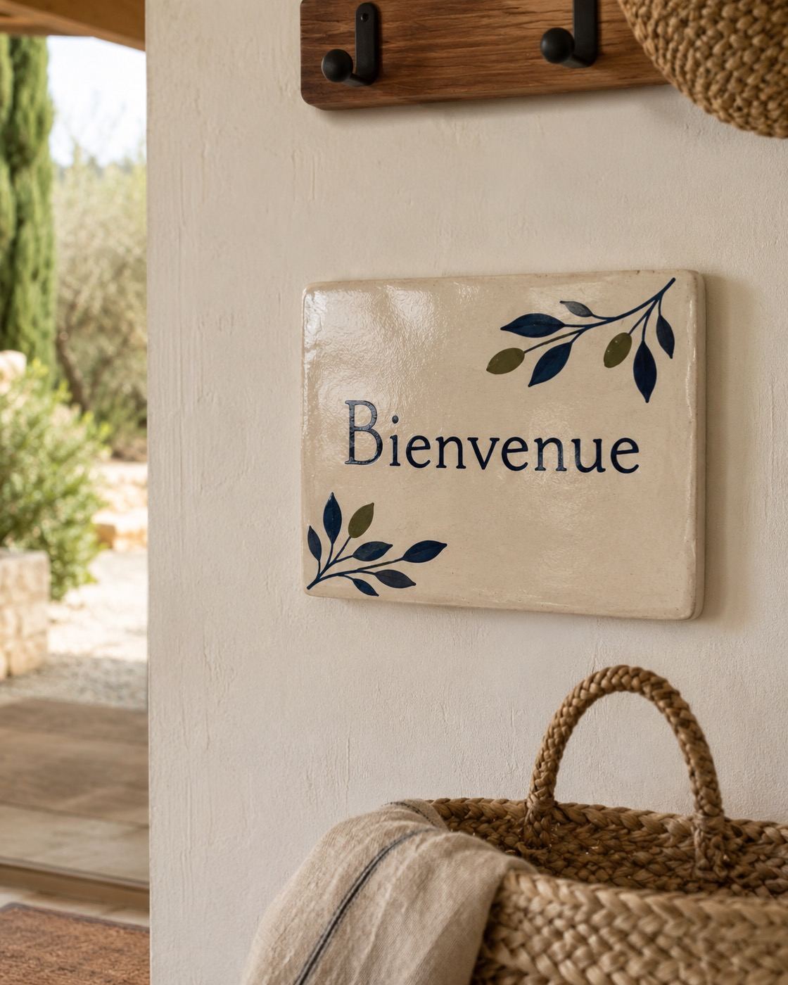 Plaque de bienvenue en céramique émaillée à la main, vue 2 sur 4