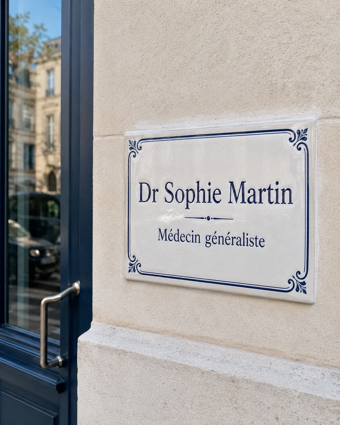 Plaque de cabinet médical ou paramédical en céramique émaillée à la main