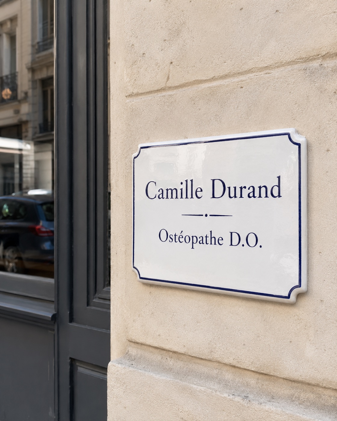 Plaque de cabinet médical ou paramédical en céramique émaillée à la main