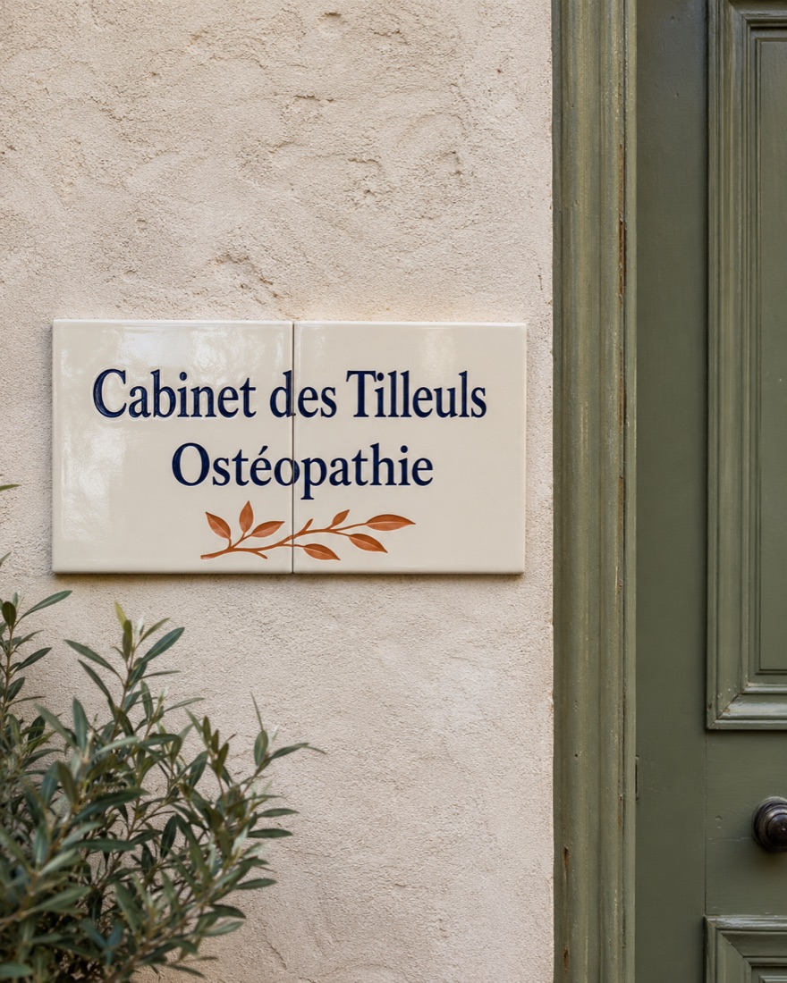 Plaque de cabinet médical ou paramédical en céramique émaillée à la main