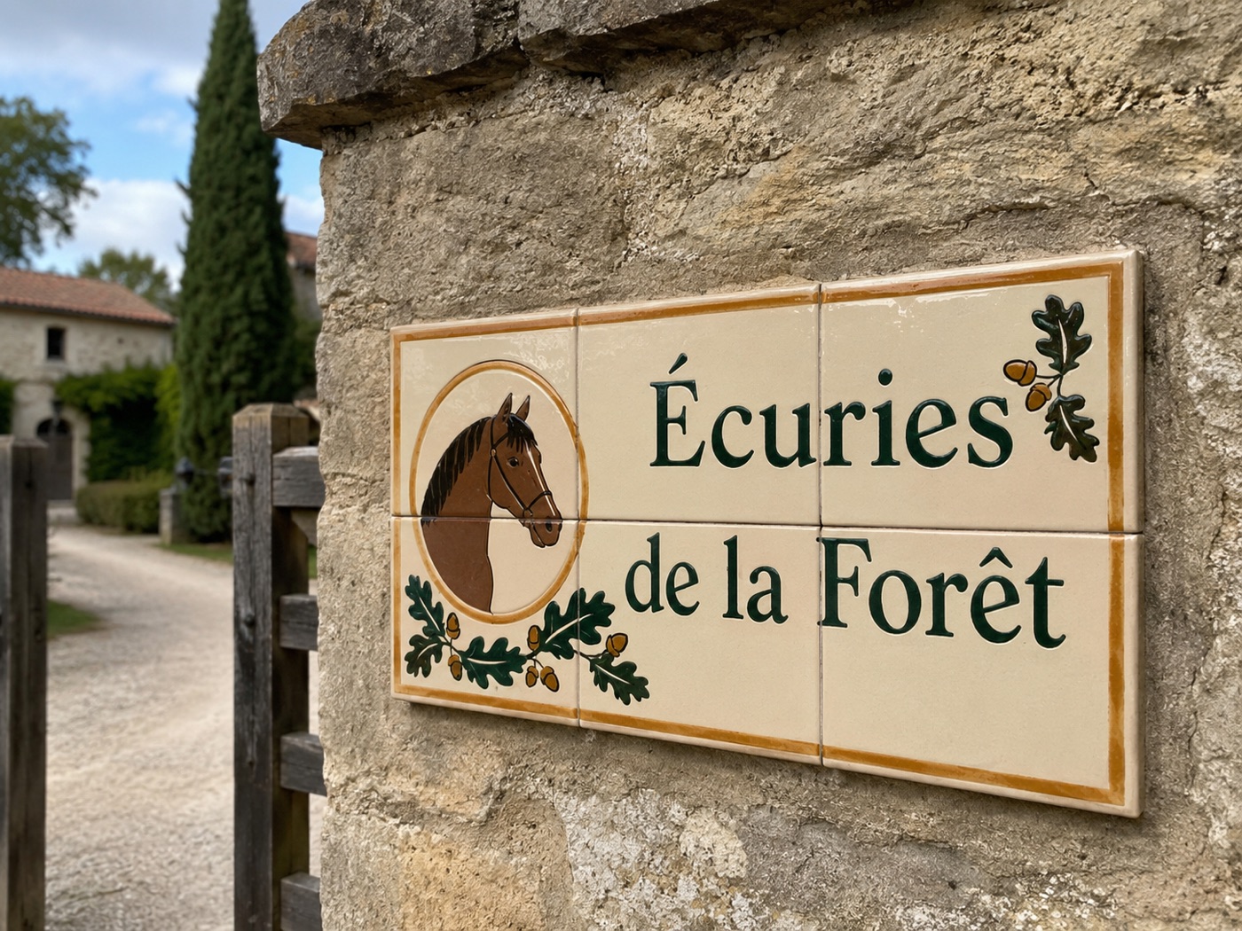 Plaque de centre équestre en céramique émaillée à la main, vue 2 sur 3