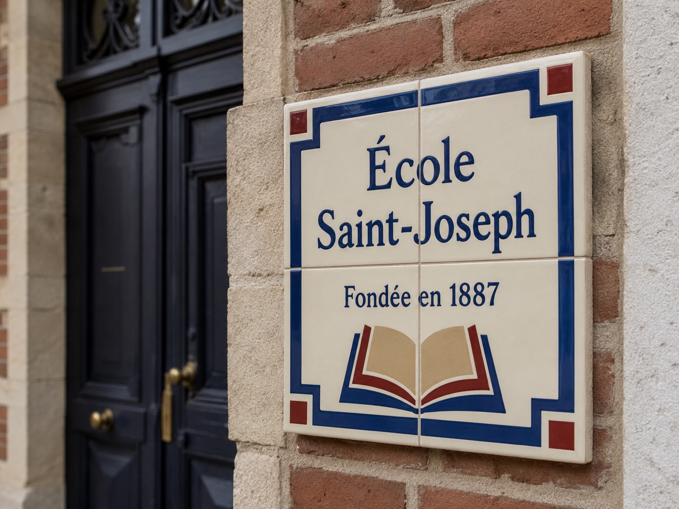 Plaque d’école personnalisée en céramique émaillée à la main, vue 2 sur 4