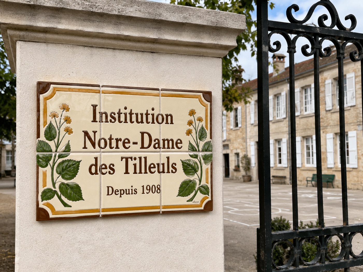 Plaque d’école personnalisée en céramique émaillée à la main, vue 3 sur 4