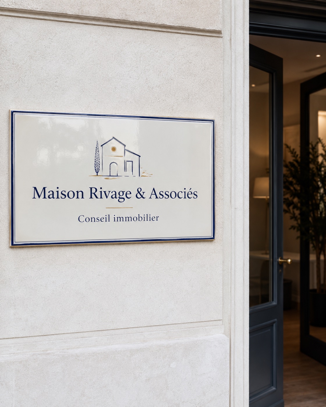 Plaque d’entreprise ou de société en céramique émaillée à la main