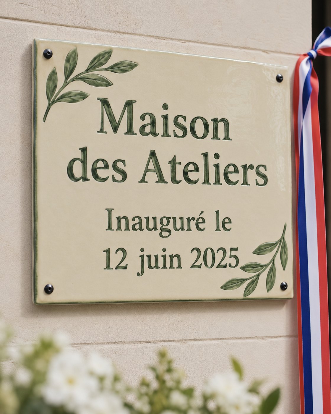 Plaque d’entreprise ou de société en céramique émaillée à la main