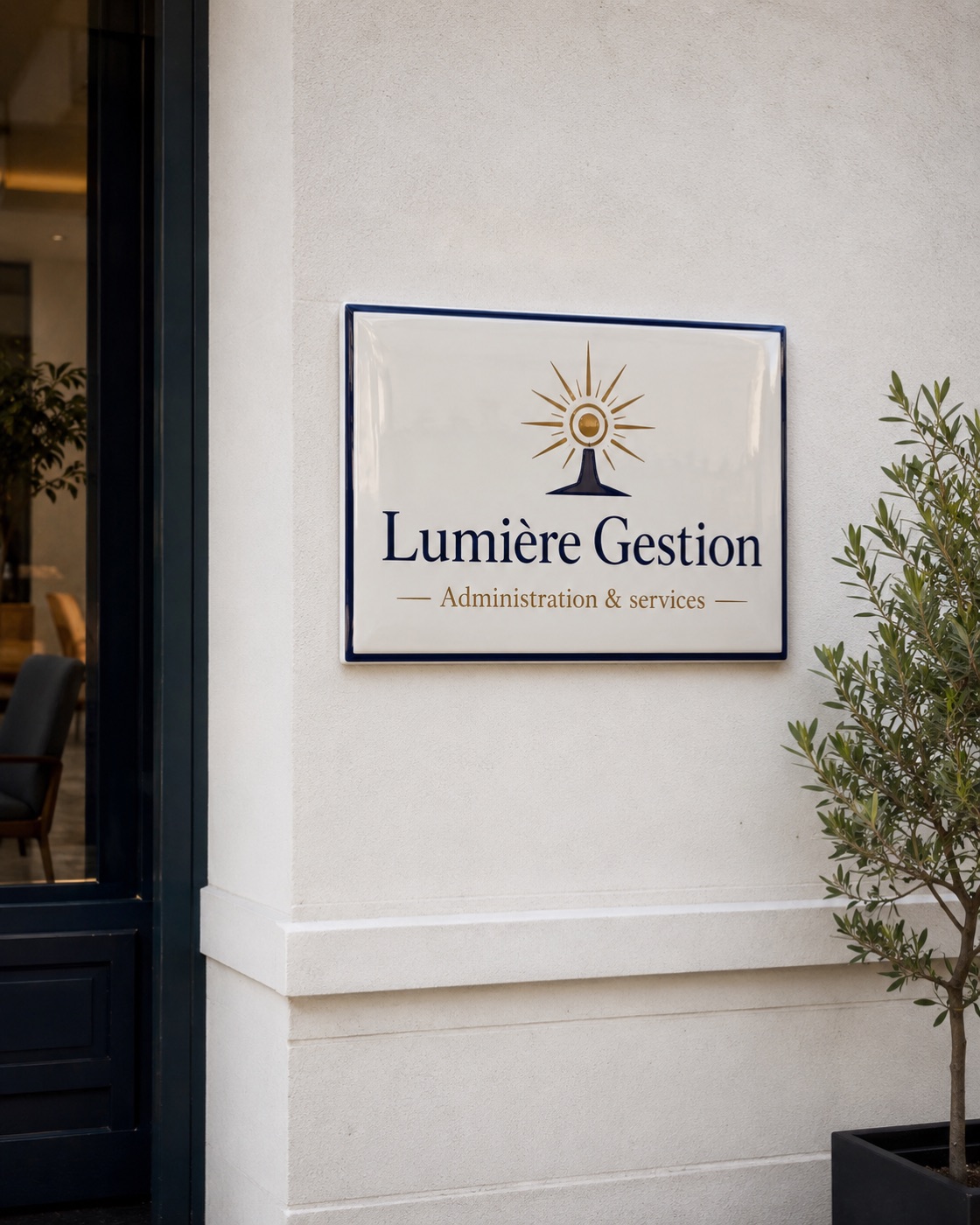 Plaque d’entreprise ou de société en céramique émaillée à la main