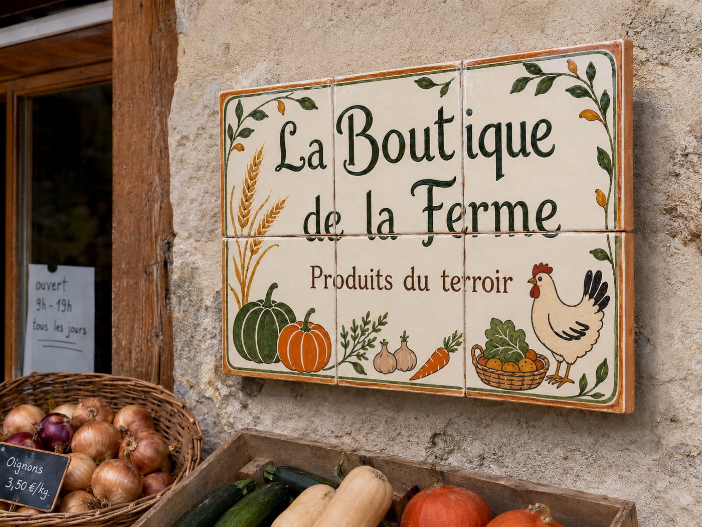 Plaque de ferme en céramique émaillée à la main
