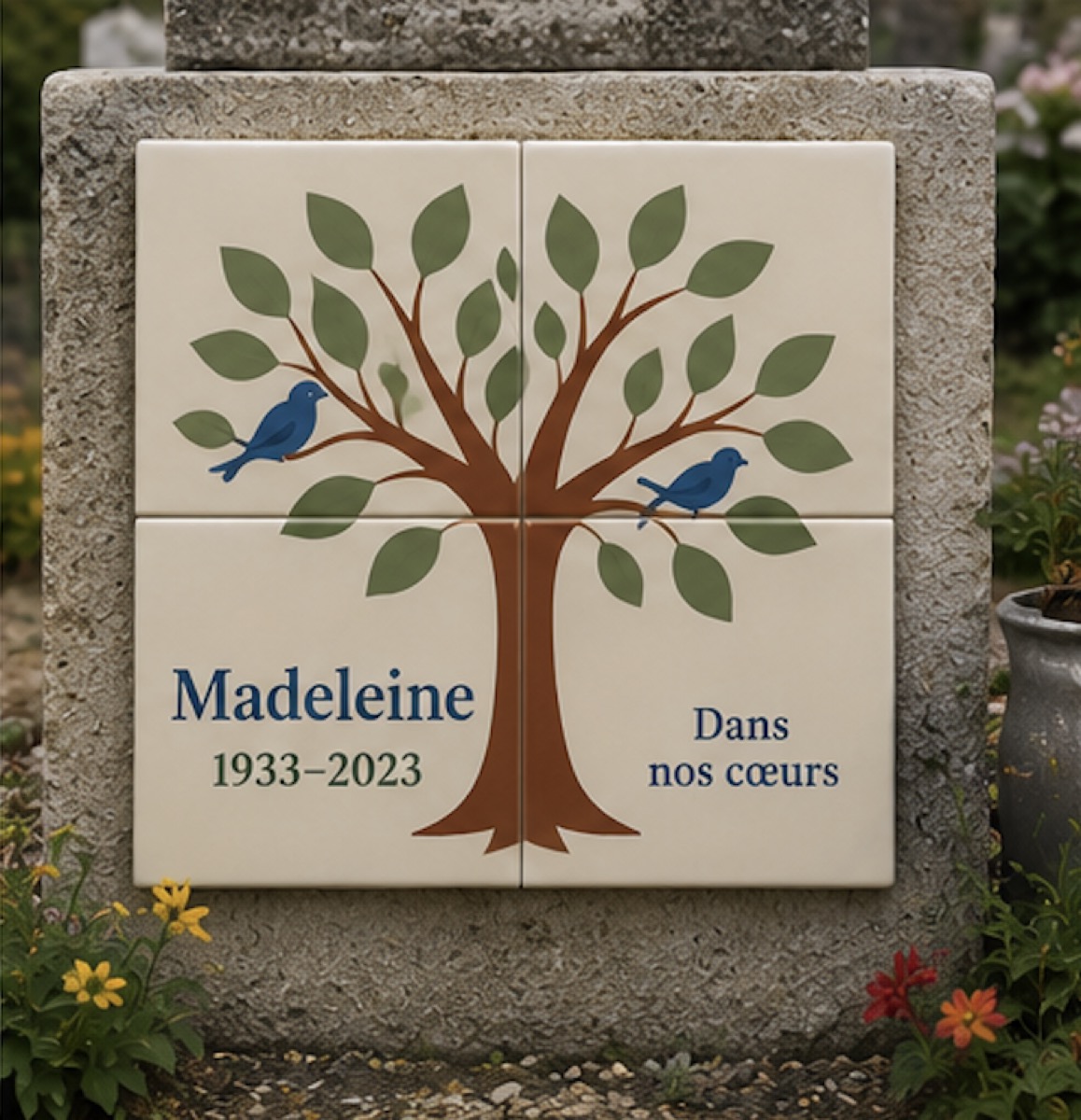 Plaque hommage en céramique en céramique émaillée à la main, vue 2 sur 10