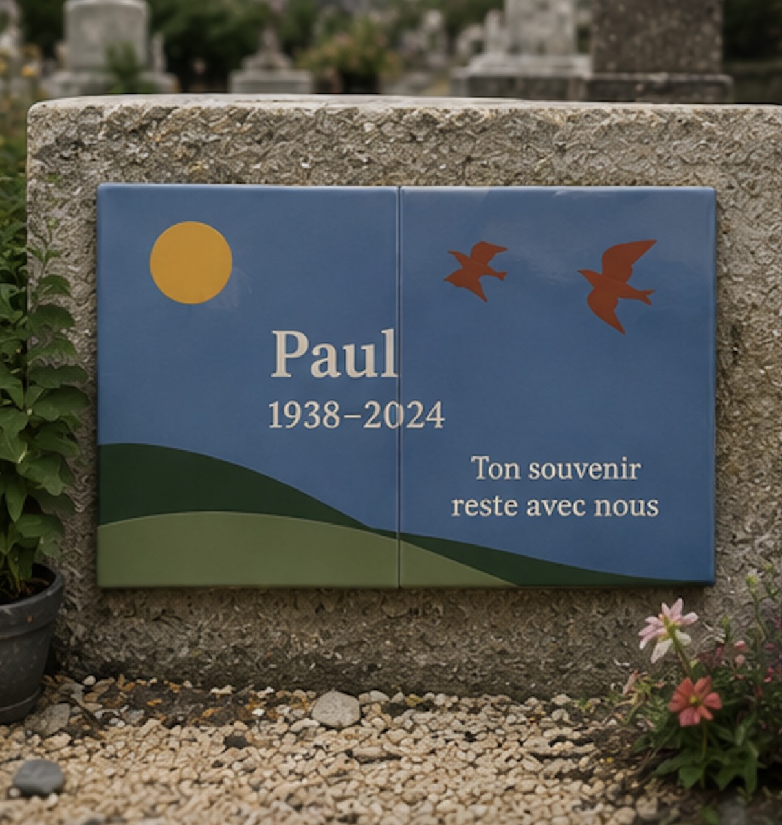 Plaque hommage en céramique en céramique émaillée à la main, vue 4 sur 10