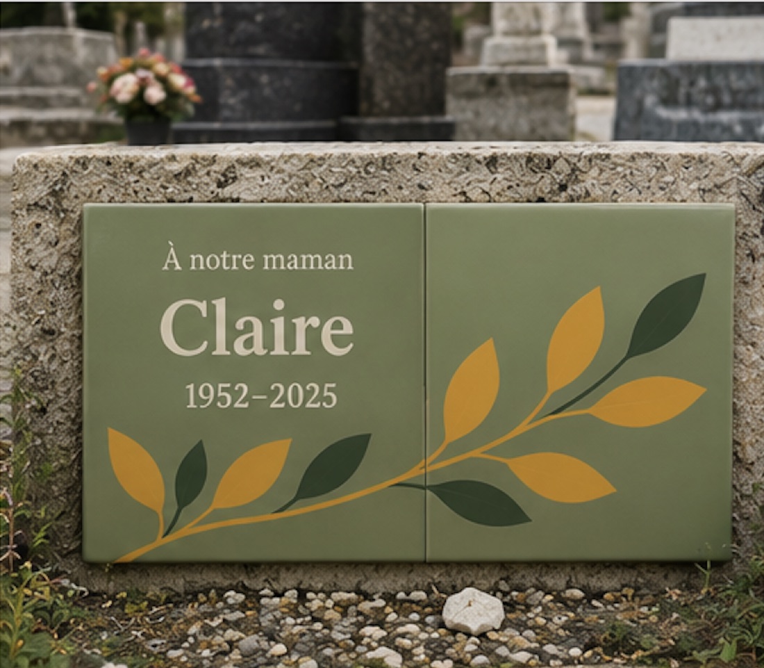Plaque hommage en céramique en céramique émaillée à la main, vue 9 sur 10
