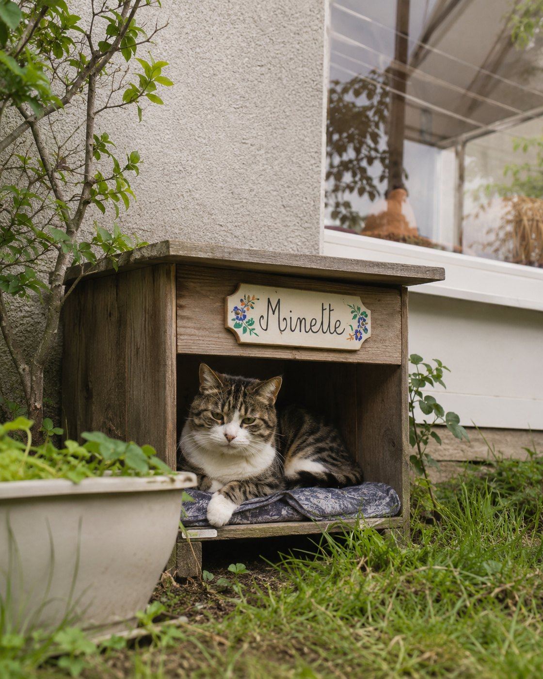 Plaque de niche pour chat en céramique émaillée à la main, vue 2 sur 2