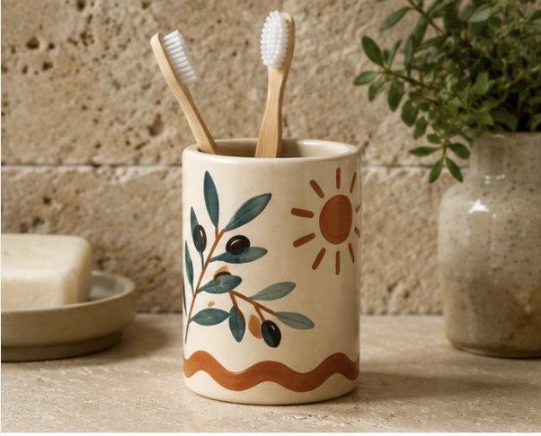 Porte-brosses à dents en céramique émaillée à la main, vue 2 sur 5