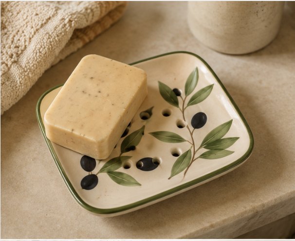 Porte-savon en céramique en céramique émaillée à la main, vue 2 sur 5