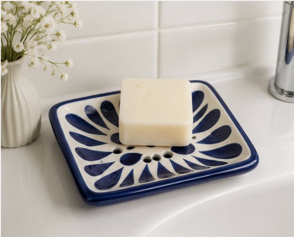 Porte-savon en céramique en céramique émaillée à la main, vue 3 sur 5