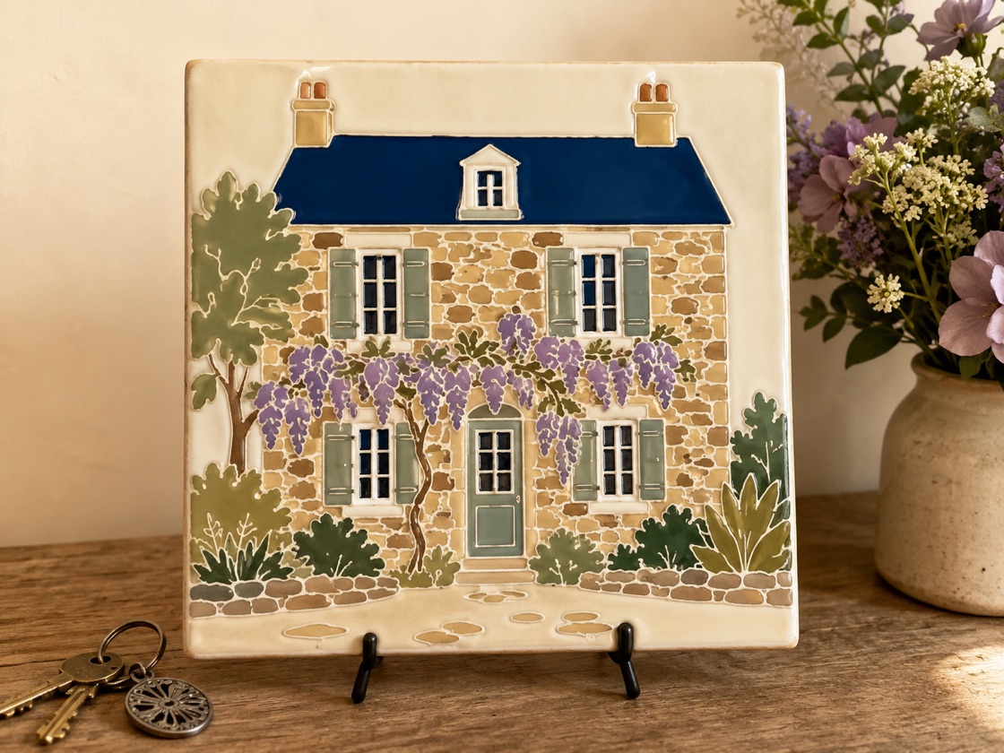 Portrait de maison en céramique émaillée à la main, vue 2 sur 12