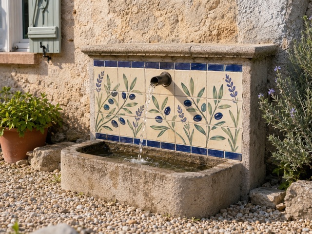Décor de fontaine de jardin en céramique émaillée à la main