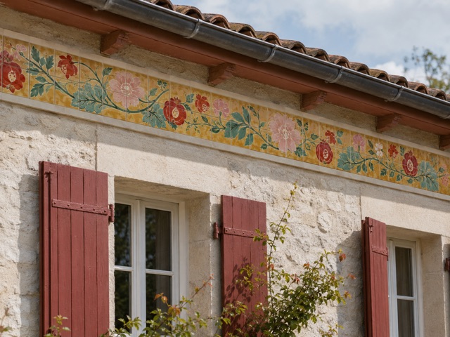 Frise de façade au mètre linéaire en céramique émaillée à la main