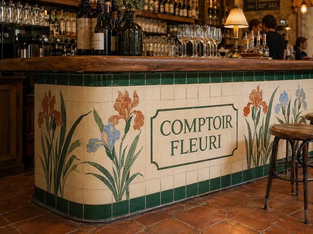 Habillage de bar ou crédence professionnelle en céramique émaillée à la main