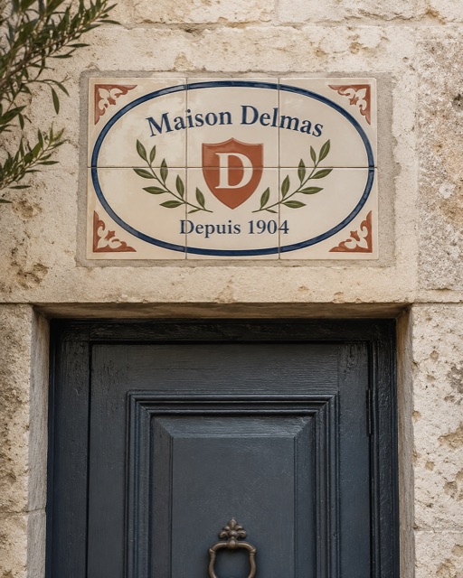 Médaillon de restitution de décor ancien en céramique émaillée à la main