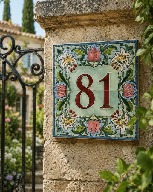 Numéro de maison en céramique émaillée à la main