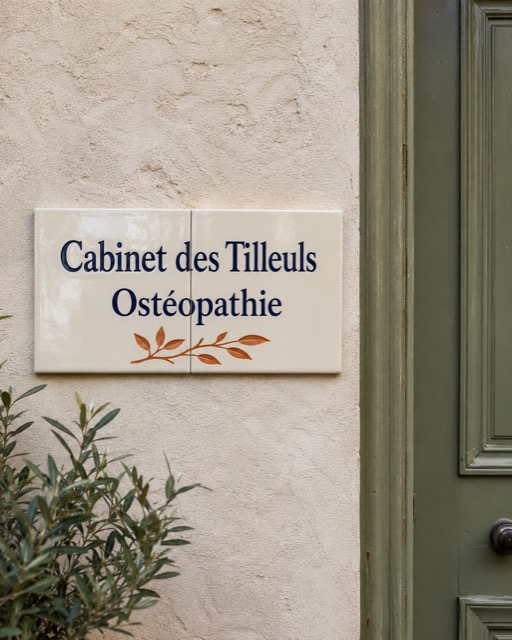 Plaque de cabinet médical ou paramédical en céramique émaillée à la main